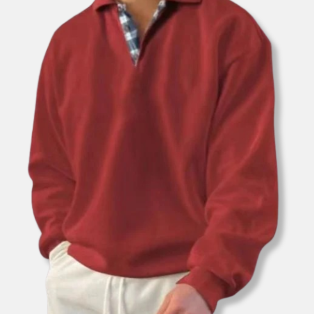 Luigi Loose Fit Sweater | Collared V-Neck, Ribbed Cuffs Sweater