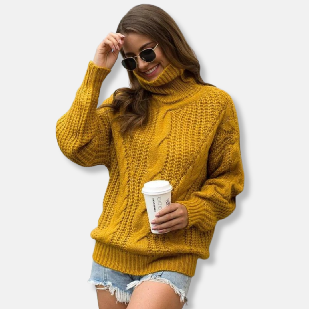 Isabella Oversized Turtleneck Sweater | Cable Knit Sweater