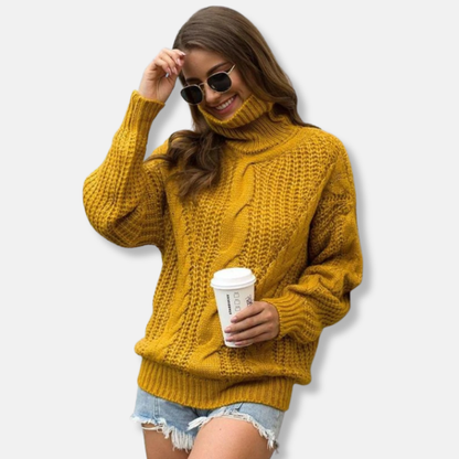 Isabella Oversized Turtleneck Sweater | Cable Knit Sweater