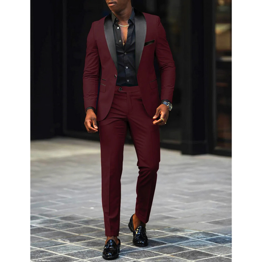 Men's Suit – Slim Fit – Satin Shawl Collar – Two-Piece Formal Set