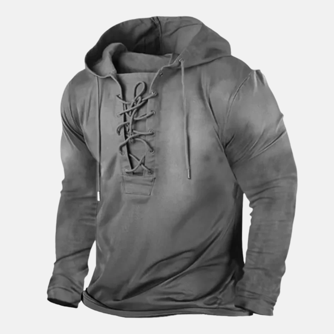 Salvatore Lace-Up Hooded Sweater | Front Pockets Hooded Sweater