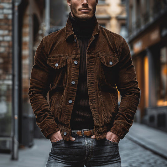Men's Jacket – Structured Fit – Corduroy – Classic Cut – Button Front