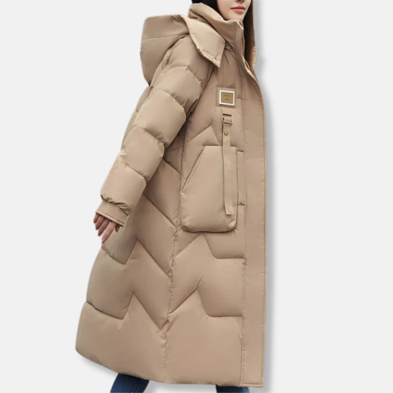 Women’s Coat - Oversized Relaxed Fit - Maxi Length - High Neck Hood