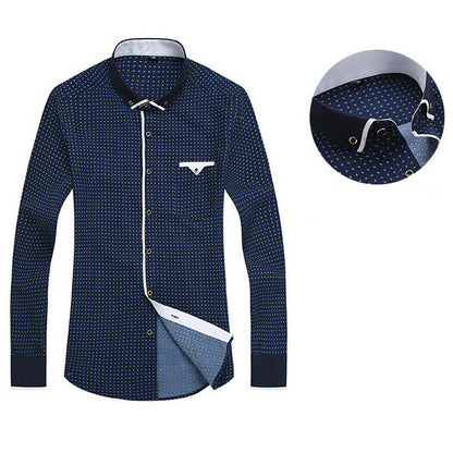 Herreskjorte - Businessstil - Geometrisk Mønster - Button-Down Krage - Dobbeltmansjett