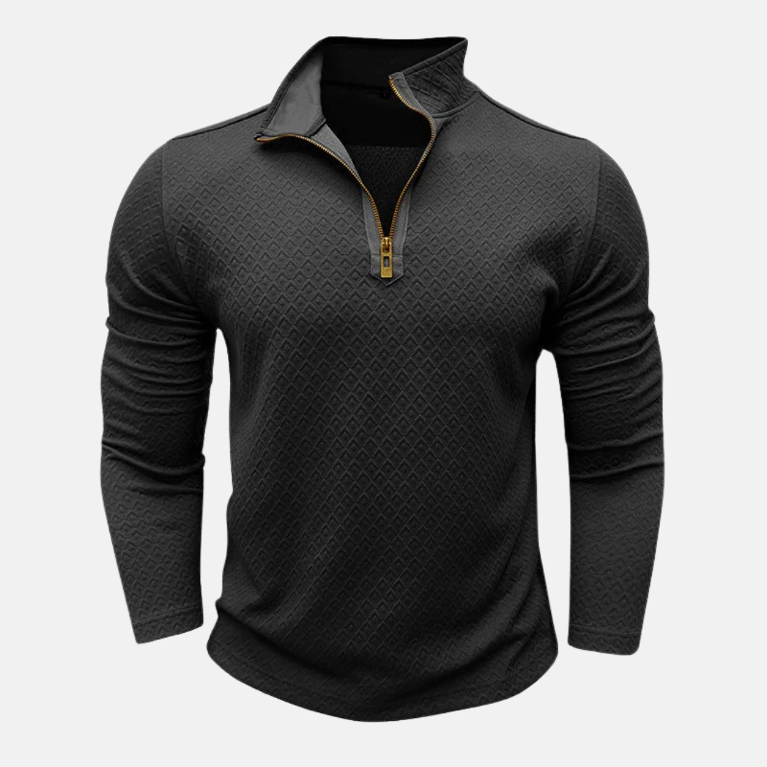 Niccolò Regular Fit Half-Zip Sweater | Textured Half-Zip Sweater