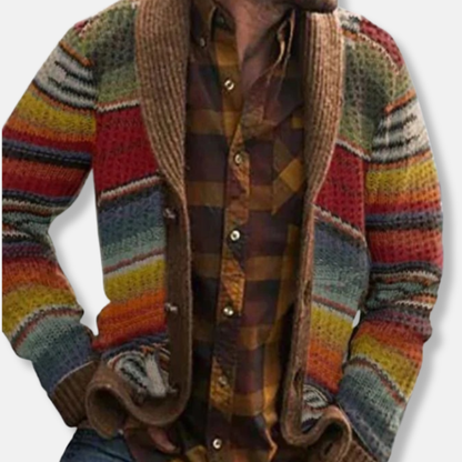 Federico Relaxed Fit Cardigan | Shawl Collar, Striped Cardigan
