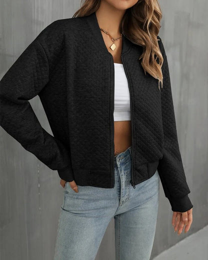 Women's Jacket – Padded and Soft – Relaxed Fit – Zipper – Ribbed Edges