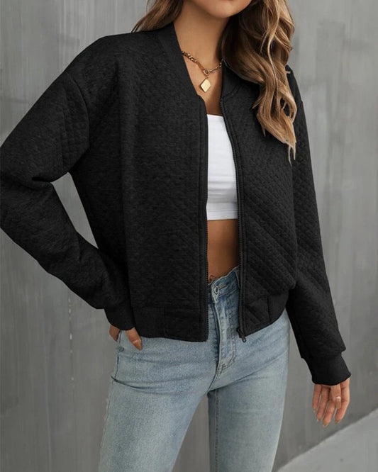 Women's Jacket – Padded and Soft – Relaxed Fit – Zipper – Ribbed Edges