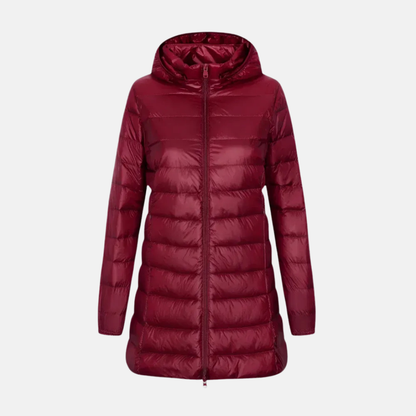 Women's Down Jacket – Tailored Fit – Mid-Length – Padded – Water-Repellent – Hood
