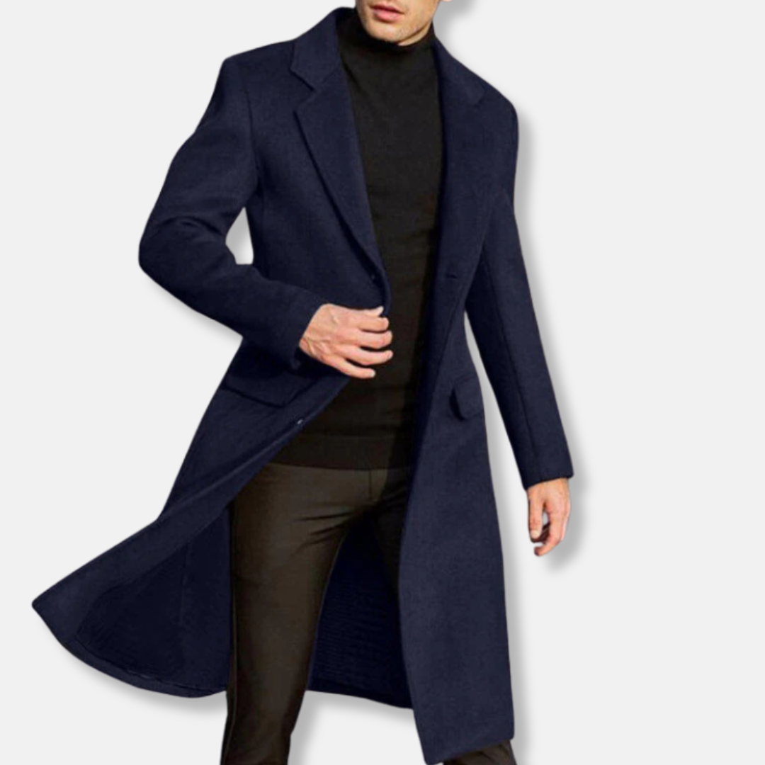 Men's Coat – Wool Blend – Tailored Fit – Buttoned – Classic Formal Style