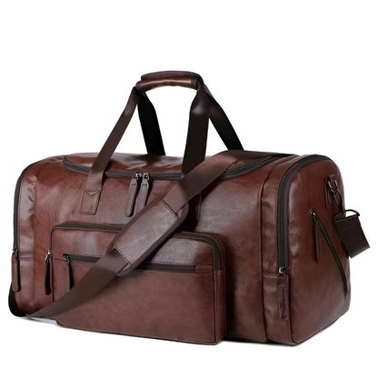 Benjamin Leather Duffel Bag | Top Handle And Pockets Duffel Bag