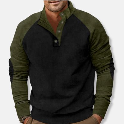 Mario Cotton Stand Collar Sweater | Raglan Sleeve Ribbed Sweater