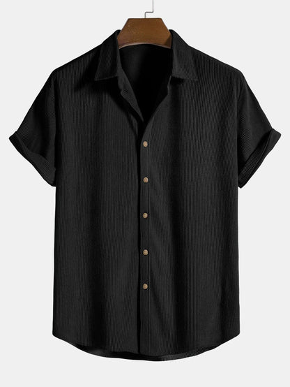 Men's Shirt – Short-Sleeved Cord – Classic Collar – Relaxed Fit – Button Closure