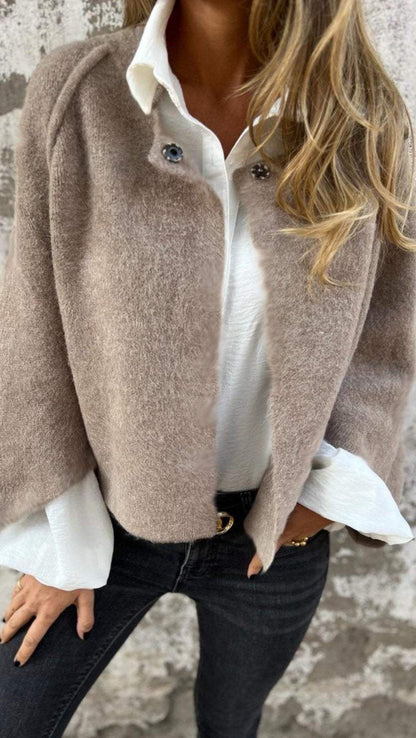 Dame Cardigan - Myk Ullblanding - Avslappet Passform - Knappelukking