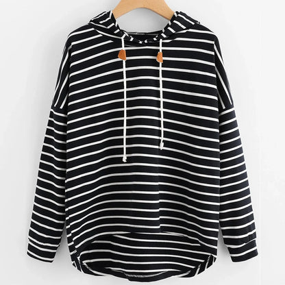 Dame Hettegenser - Stripet Design - Komfortabel Løs Passform - Langermet Casual