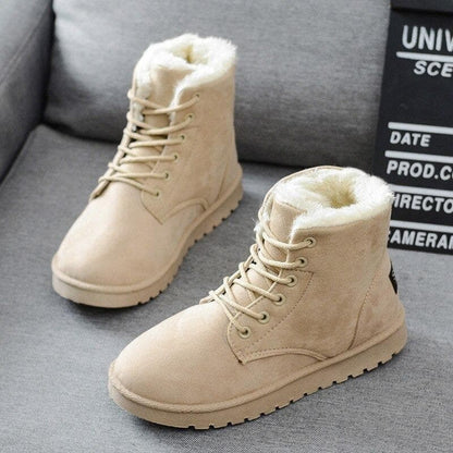 Women's Ankle Boots - Suede Look - Warm Lined - Lacing - Rubber Sole