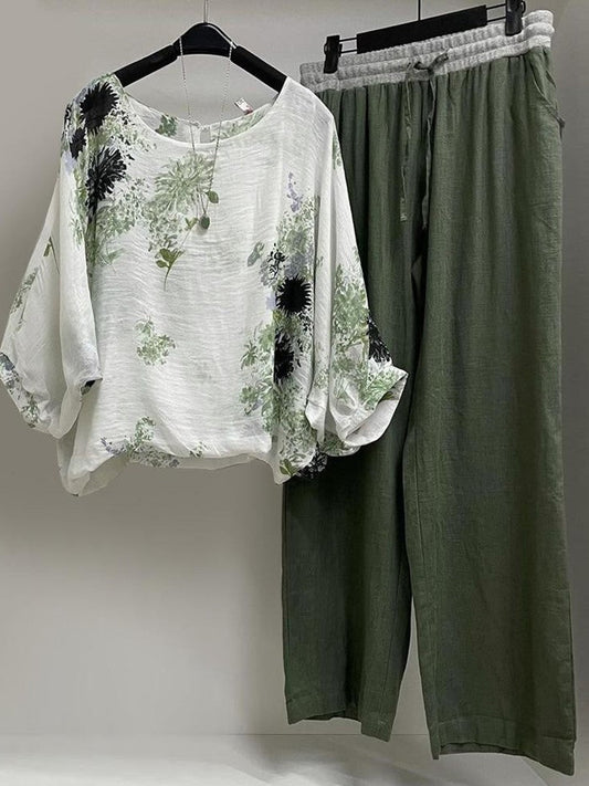 Women's Two-Piece Set – Relaxed Fit – Wide Sleeves – Breathable Natural Fibers