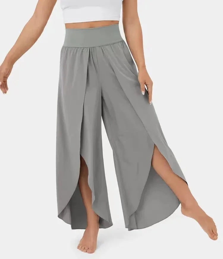 Women's Yoga Pants – Wide Legs – Relaxed Fit – High Waist – Breathable Fabric – Split