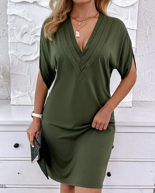 Dress for Women – V-Neck – Ruched Front – Soft Fit – Breathable Lightweight Fabric