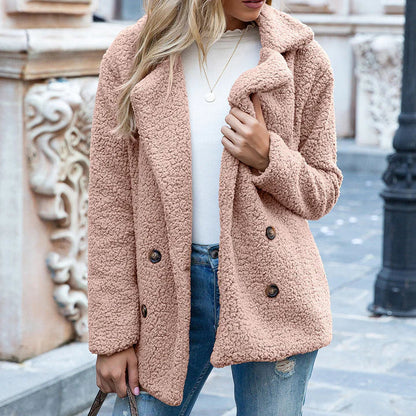 Women's Teddy Jacket – Oversized Fit – Soft Fleece – Double-Breasted Buttoning – Relaxed Style