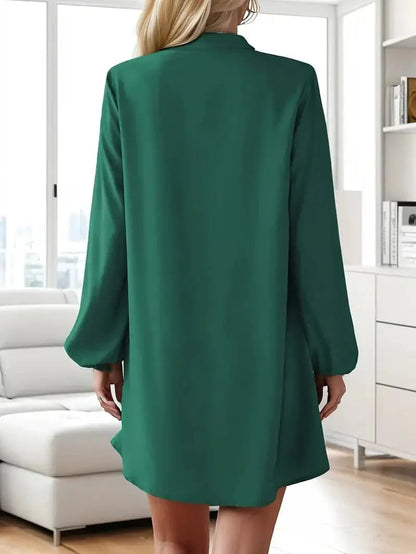 Dame Skjortekjole – Knelang – V-hals – Lange Ermer – Elegant og Casual
