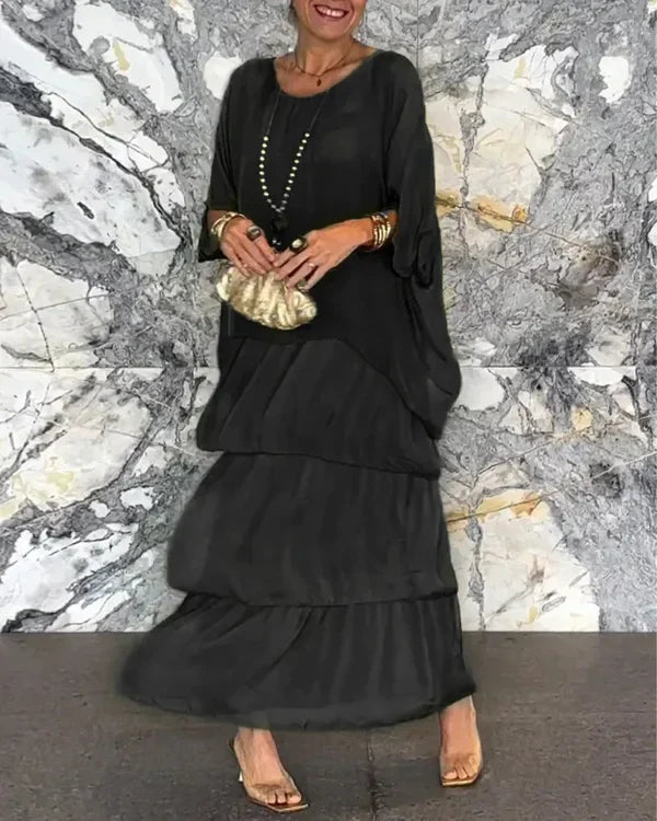 Dress woman – Ankle length – Oversized fit – Airy fabric – Layered design