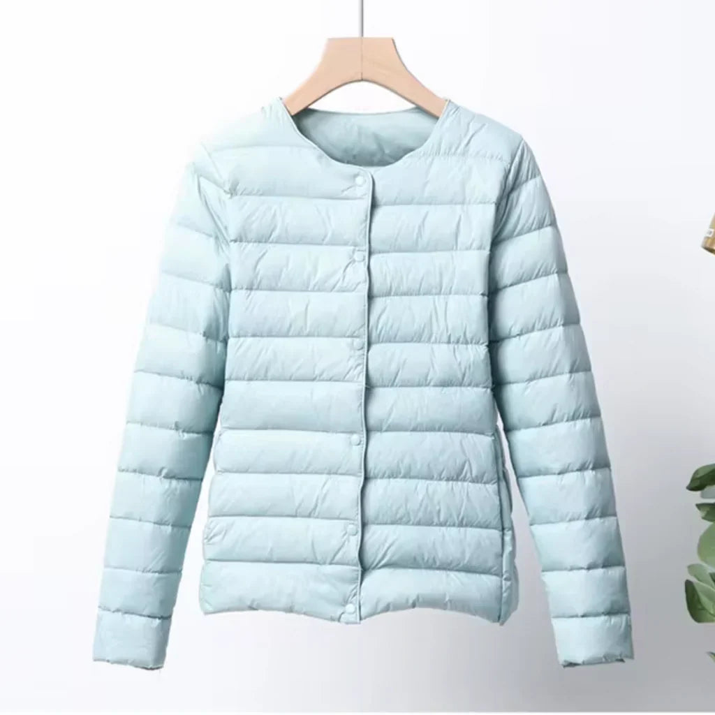 Women's Jacket – Down Quilted – Ultralight – Slim Fit – Button Closure – Hip Length