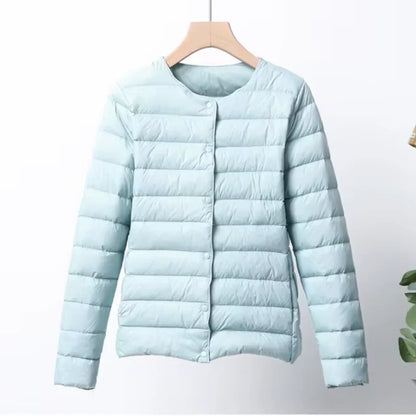 Women's Jacket – Down Quilted – Ultralight – Slim Fit – Button Closure – Hip Length