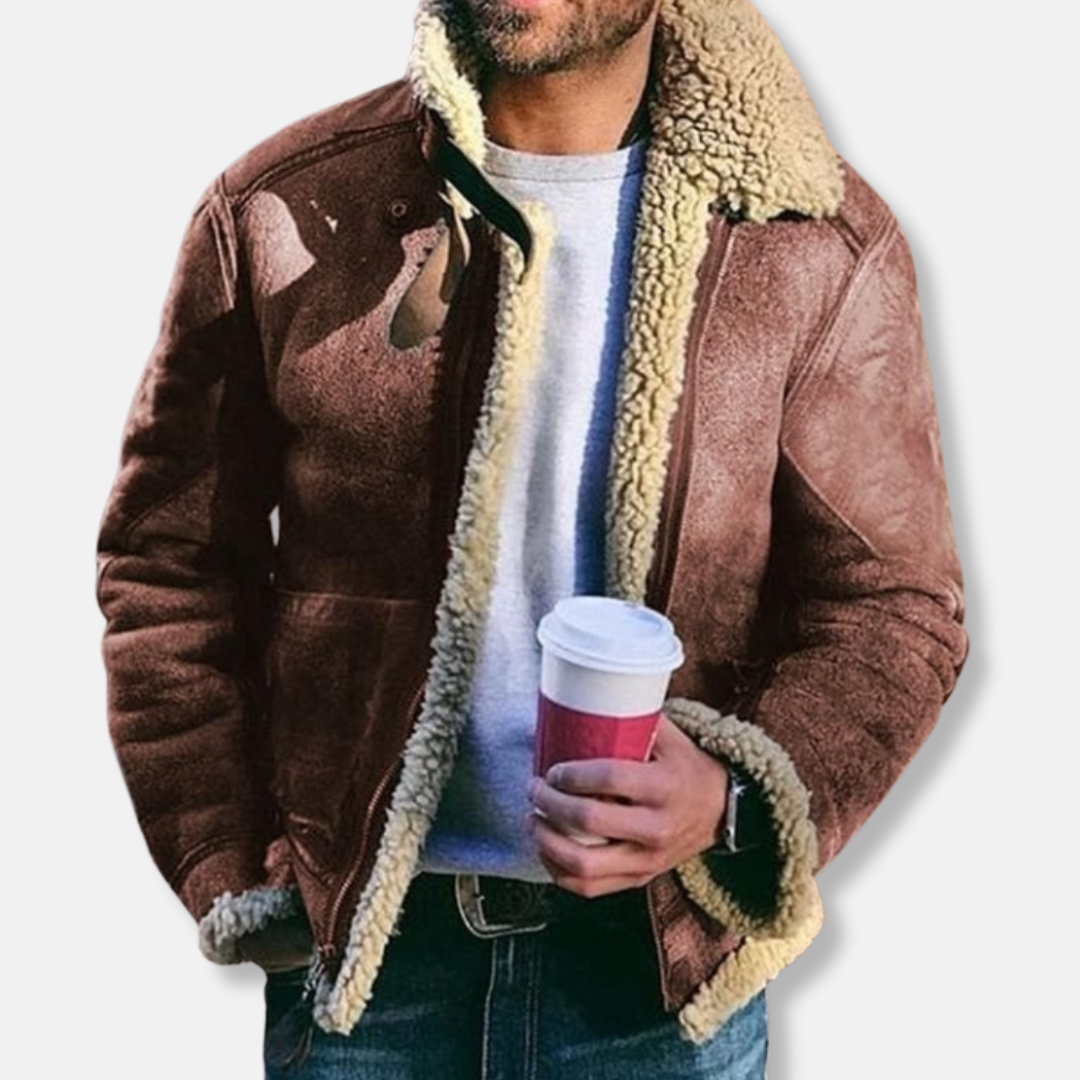 Marco Leather Relaxed Fit Shearling Jacket | Zip Shearling Jacket