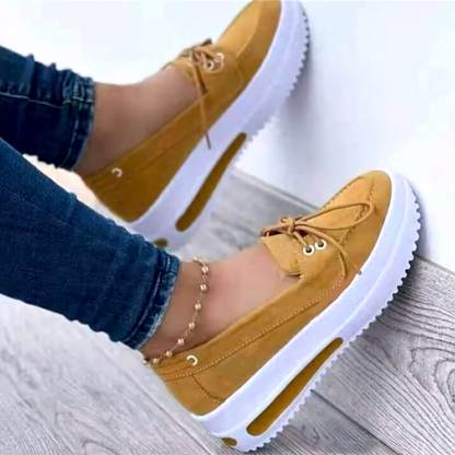 Dame Sneakers - Plattformsåle - Semsket Look - Komfortabel og Trendy