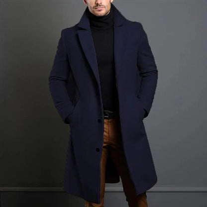 Men's Coat – Tailored Fit – Classic Cut – Knee-Length – Elegant Outerwear