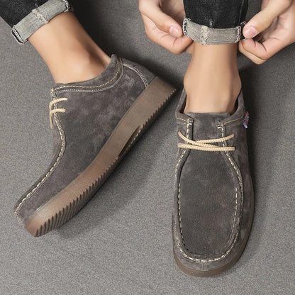 Herresko - Semsket Skinn - Slitesterk Gummisåle - Komfortabel Snøring - Casual Look