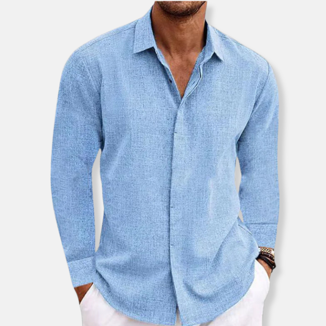 Elijah Linen Relaxed Fit Button-Up Shirt | Solid Button-Up Shirt