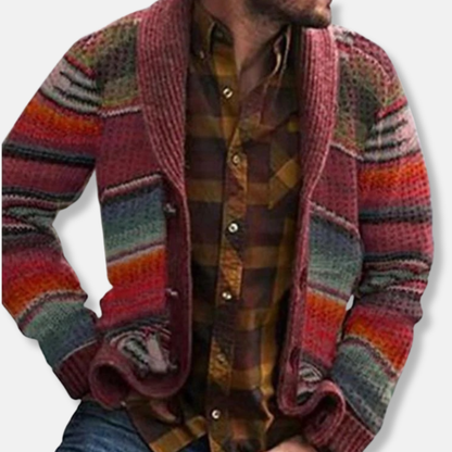 Federico Relaxed Fit Cardigan | Shawl Collar, Striped Cardigan