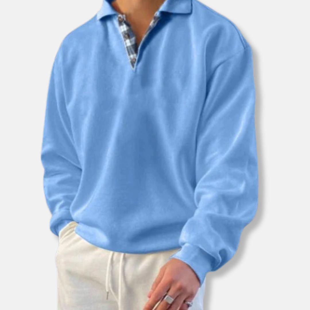 Luigi Loose Fit Sweater | Collared V-Neck, Ribbed Cuffs Sweater