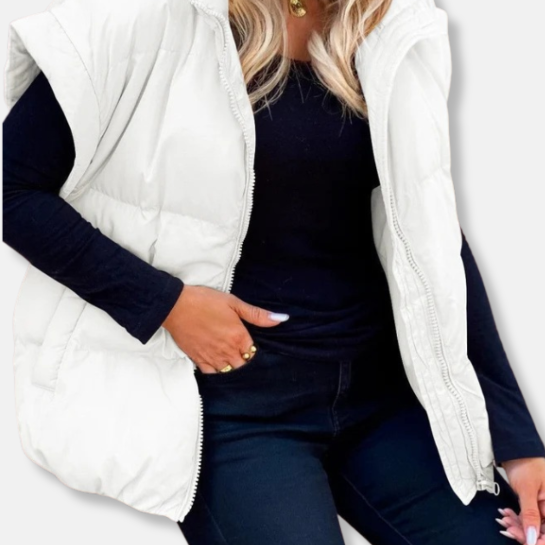 Erin Relaxed Fit Puffer Vest | High Collar, Quilted Puffer Vest