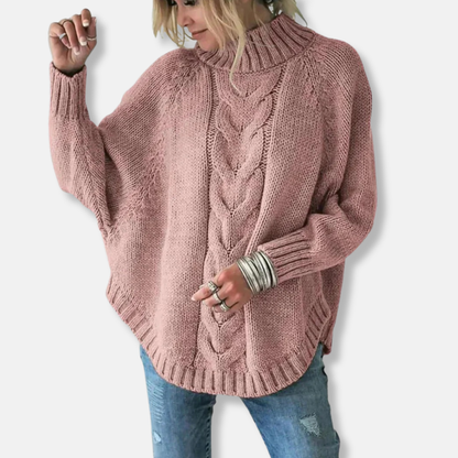 Jessica Wool Oversized Turtleneck Sweater | Cable Knit Sweater