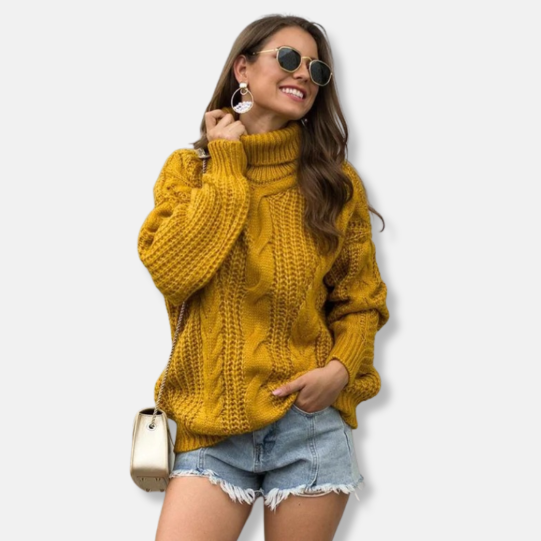 Isabella Oversized Turtleneck Sweater | Cable Knit Sweater