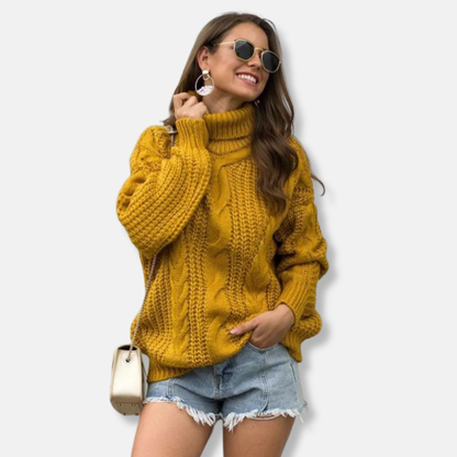 Isabella Oversized Turtleneck Sweater | Cable Knit Sweater