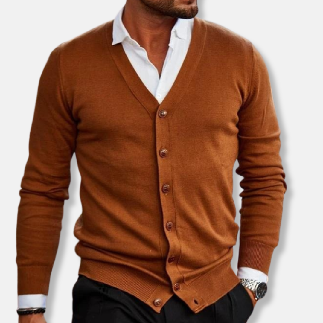Tommaso Slim Fit Cardigan | V-Neck, Patch Pockets Cardigan