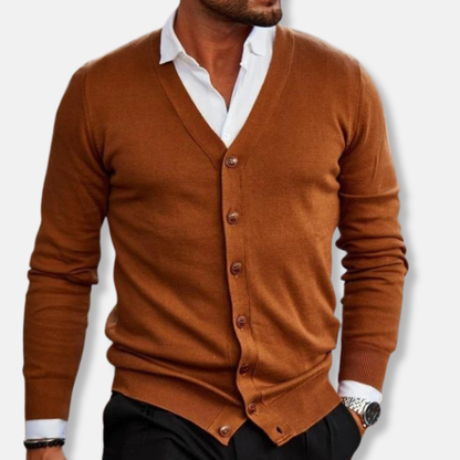 Tommaso Slim Fit Cardigan | V-Neck, Patch Pockets Cardigan