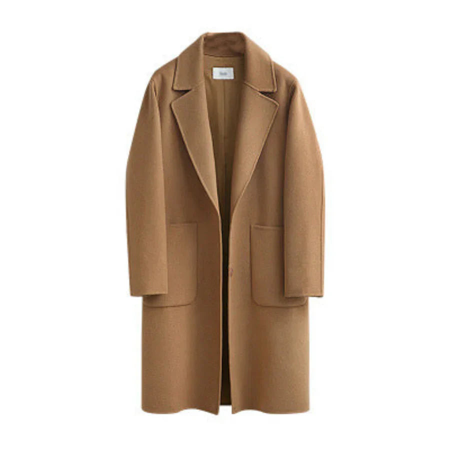 Women's Trench Coat – Wool Blend – Relaxed Fit – Full Length Minimalist Design