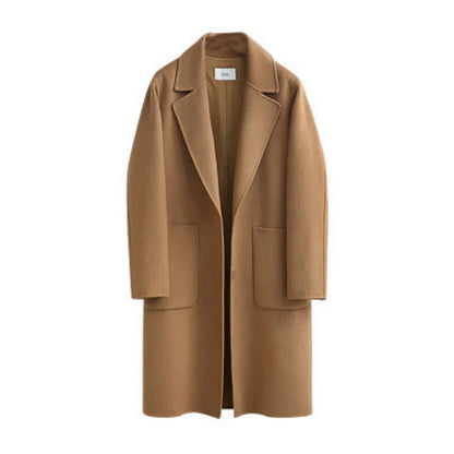 Women's Trench Coat – Wool Blend – Relaxed Fit – Full Length Minimalist Design