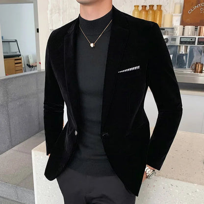 Men's Blazer – Slim Fit – Luxurious Velvet – Single-Breasted – Formal Cut