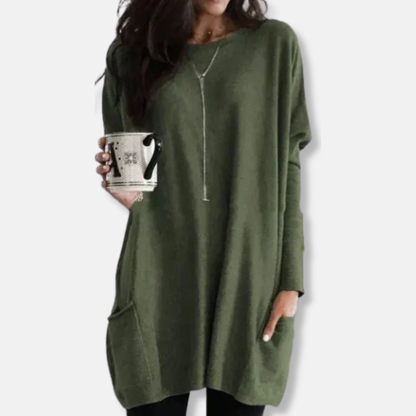 Clara Oversized Tunic Sweater | Dropped Shoulders Tunic Sweater