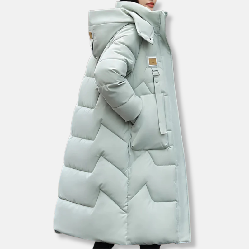 Women’s Coat - Oversized Relaxed Fit - Maxi Length - High Neck Hood