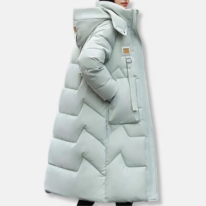 Women’s Coat - Oversized Relaxed Fit - Maxi Length - High Neck Hood