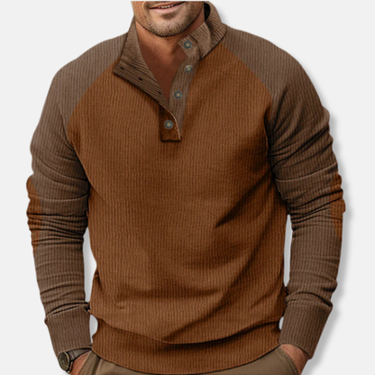 Mario Cotton Stand Collar Sweater | Raglan Sleeve Ribbed Sweater