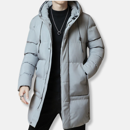 Men’s Jacket - Quilted Insulation - Long Fit - Hooded - Mid-Thigh Length