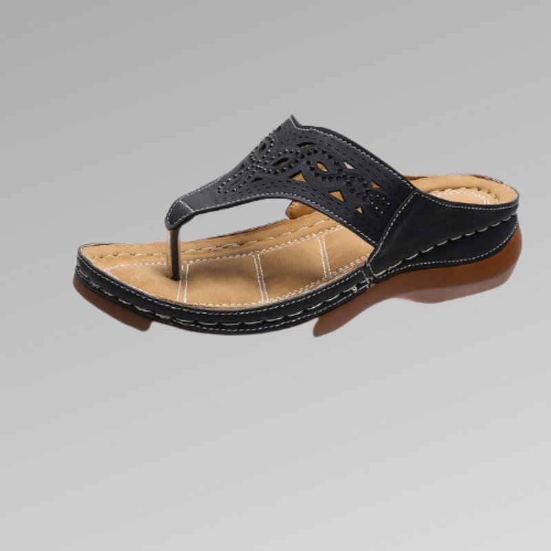 Women's Sandals - Comfortable Toe Sandals - Sole - Elegant Carved Design
